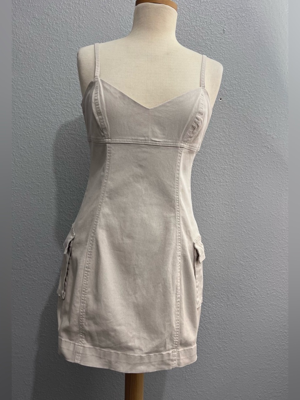 Cotton On Cream Spaghetti-Strap Mini Dress